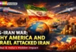 Illustration showing US and Israel attacking Iran with missiles and global economic impact including oil prices and India