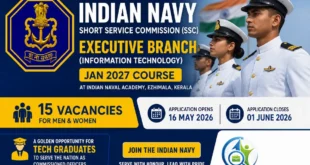 Indian Navy SSC IT Recruitment 2026 — Apply Online for 15 IT Officer Posts