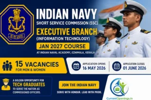 Indian Navy SSC IT Recruitment 2026 — Apply Online for 15 IT Officer Posts